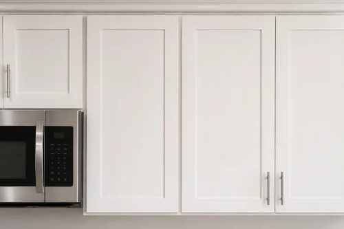 White solid wood kitchen cabinetry